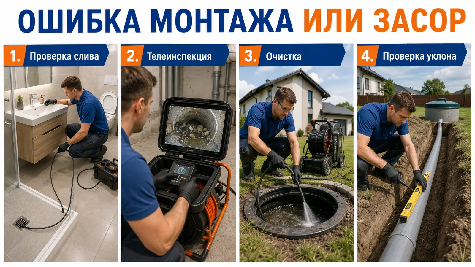 Диагностика ошибки монтажа и засора канализации нового дома