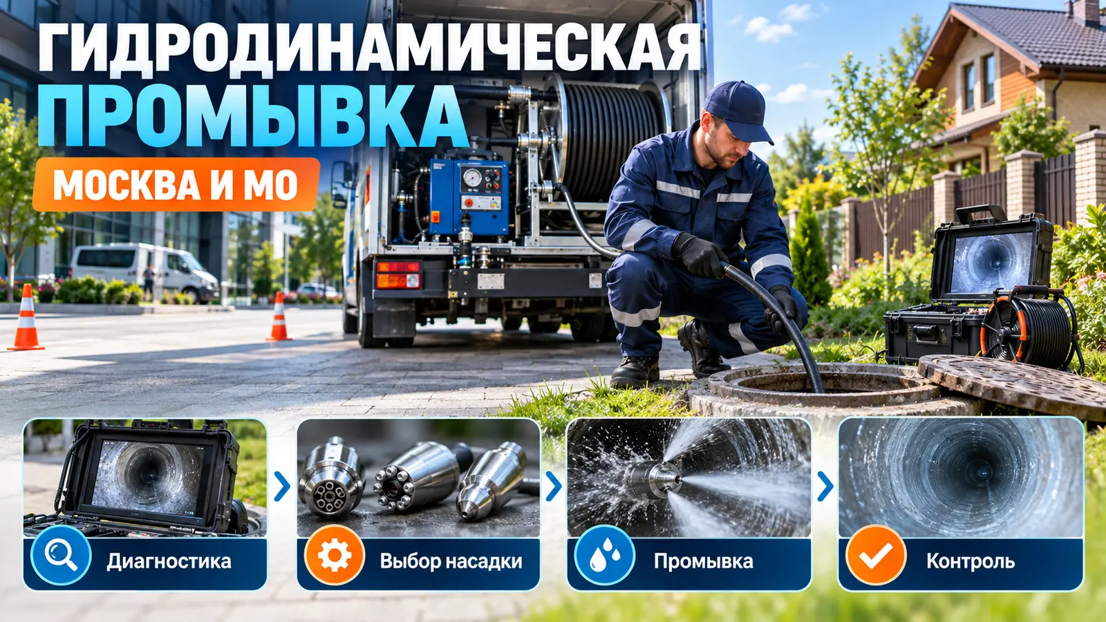 Гидродинамическая промывка канализации в Москве и Московской области