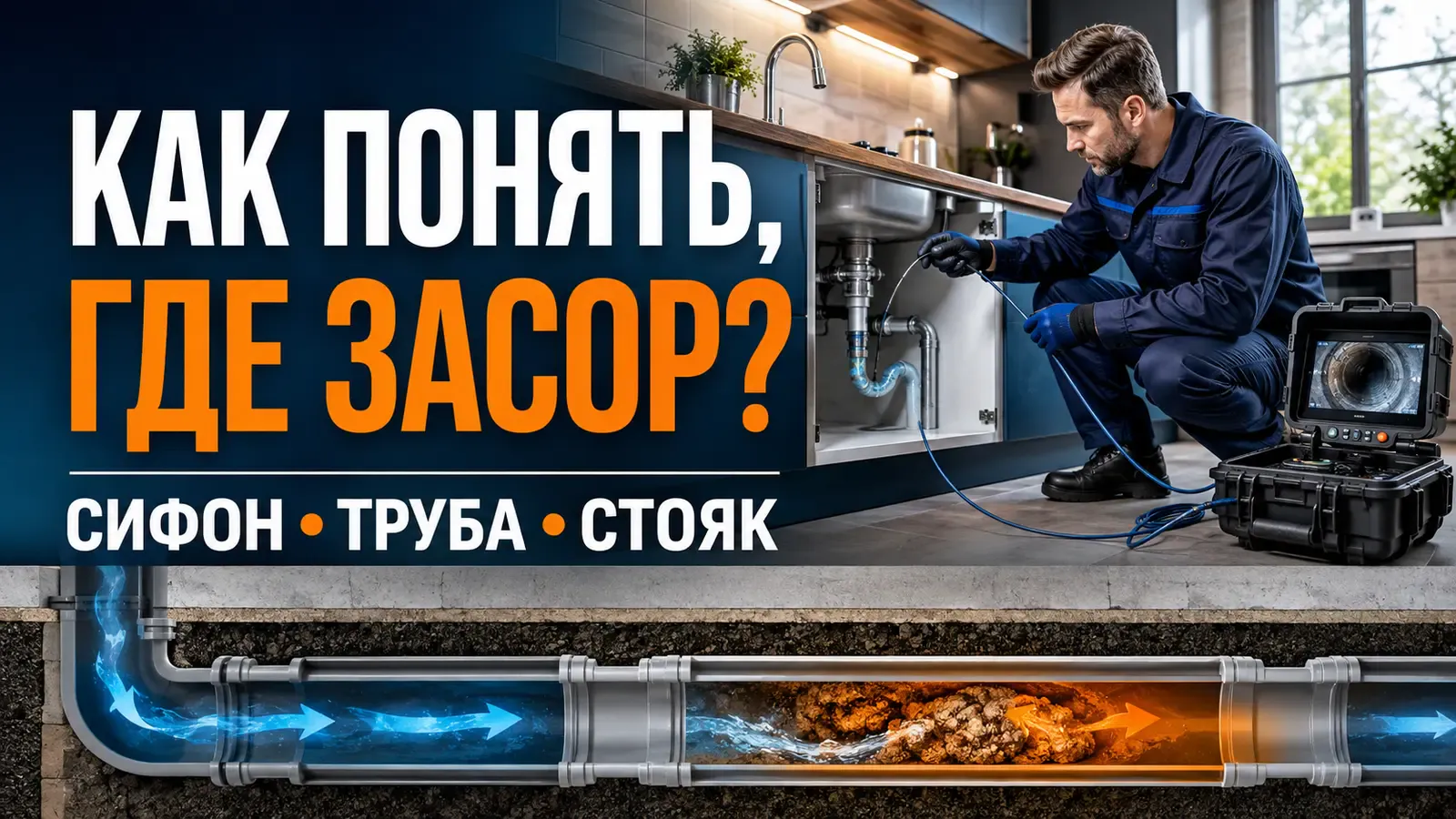 Определение места засора в канализации