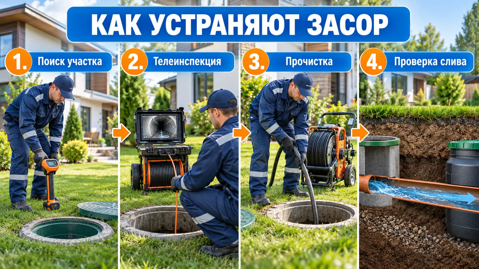 Профессиональное устранение засора канализации в частном доме
