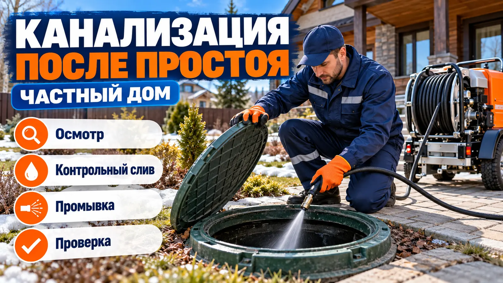 Промывка канализации частного дома после зимы или простоя