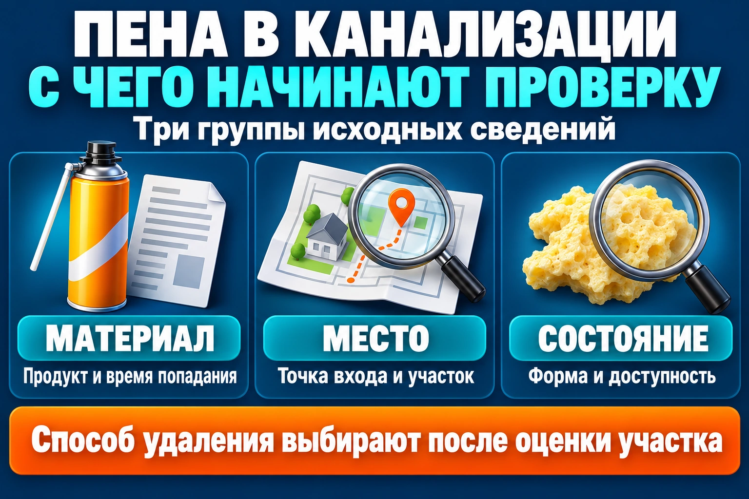 Исходные сведения при попадании монтажной пены в канализацию