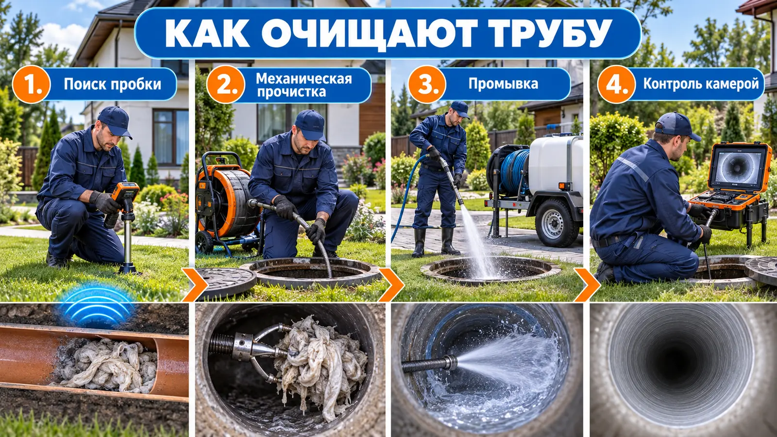 Профессиональная очистка канализации от влажных салфеток