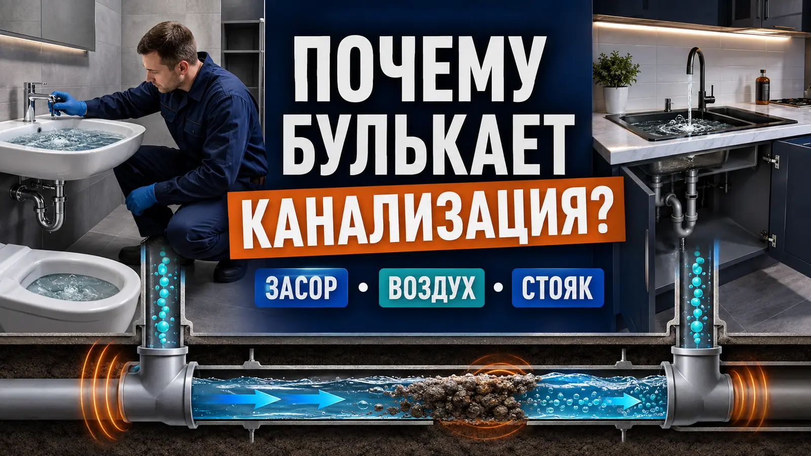 Причины бульканья канализации в раковине, ванной и унитазе