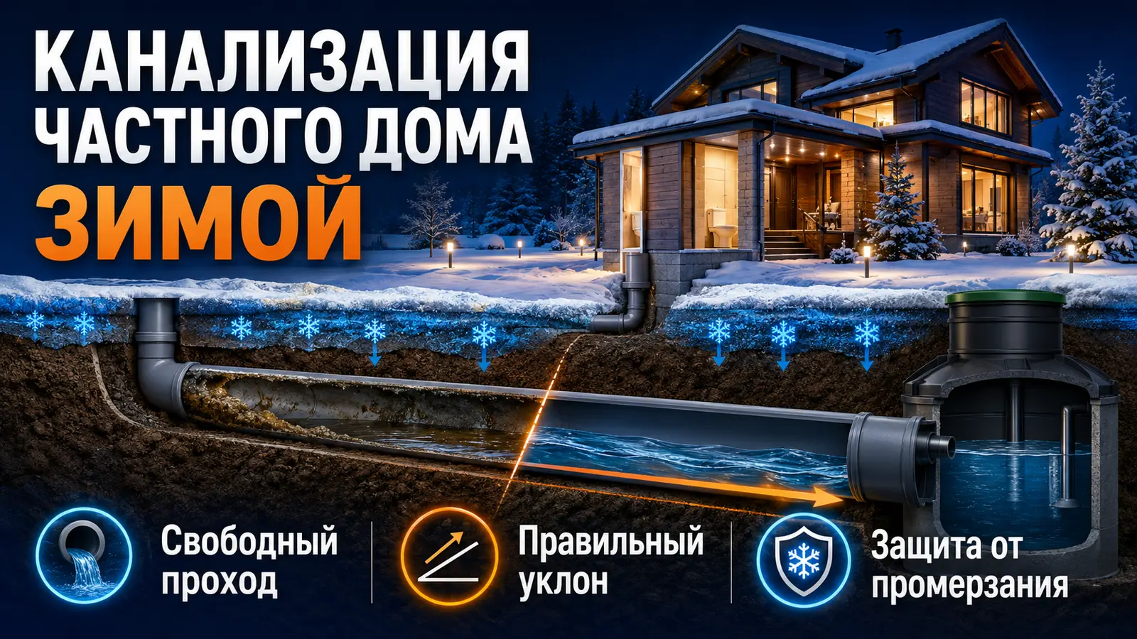 Подготовка канализации частного дома к зиме