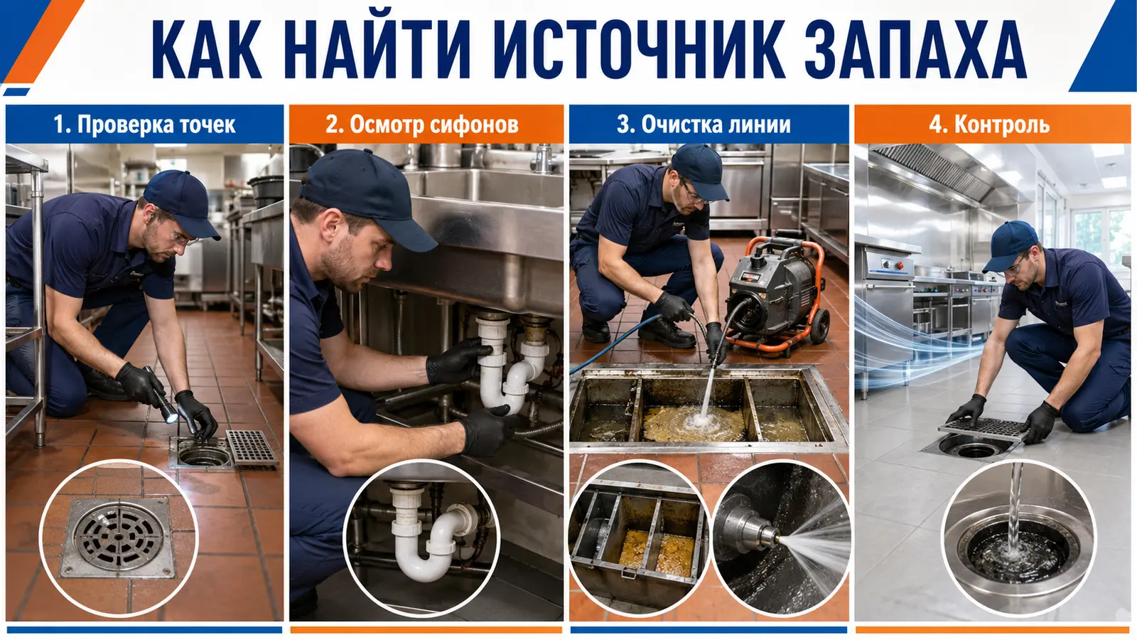 Этапы поиска и устранения источника канализационного запаха в ресторане