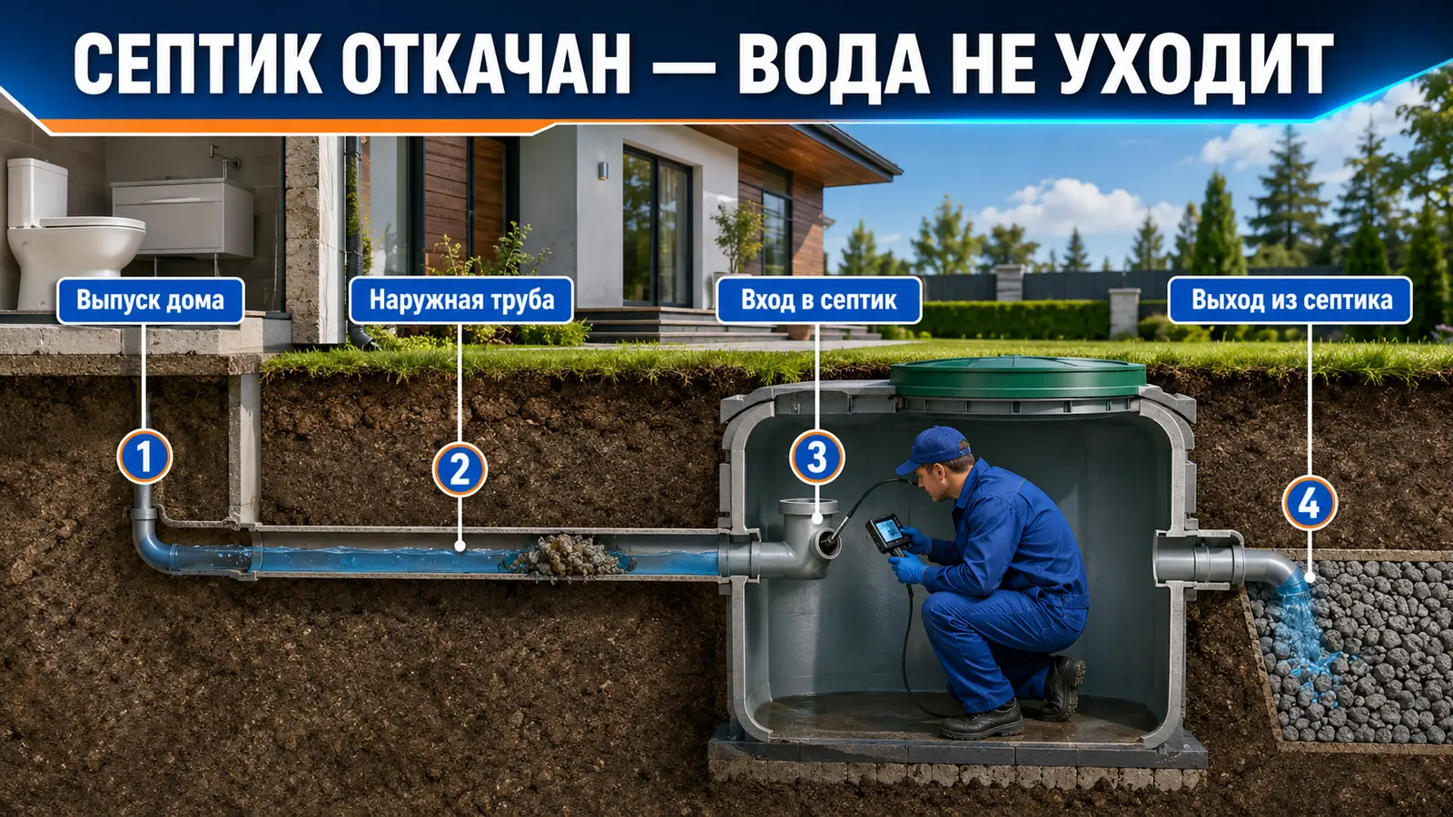 После откачки септика вода не уходит