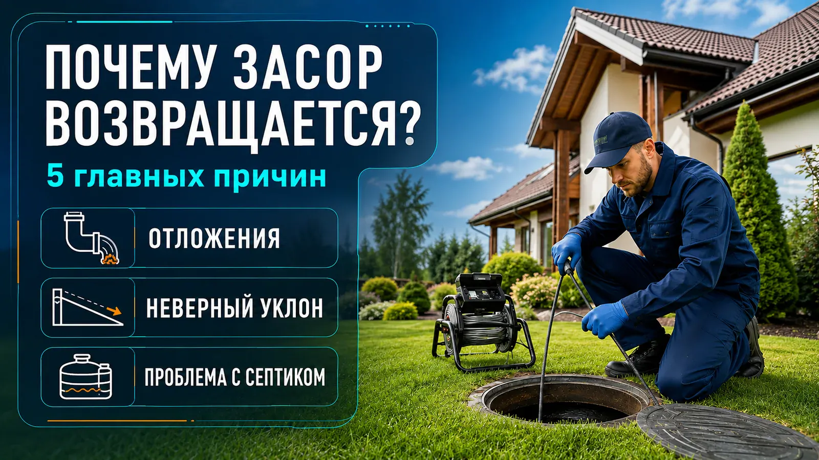 Диагностика повторного засора канализации частного дома