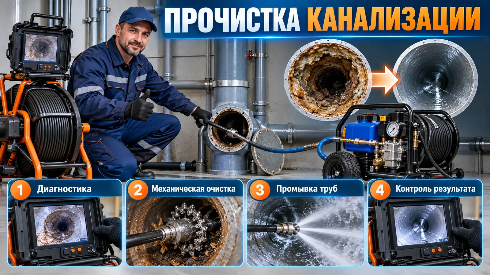 Профессиональная прочистка канализации
