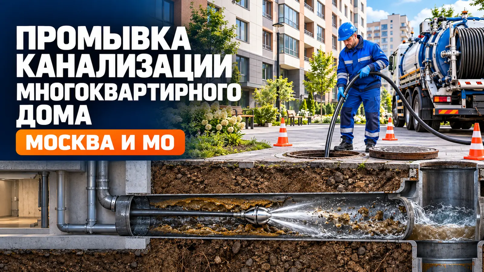 Промывка канализации многоквартирного дома