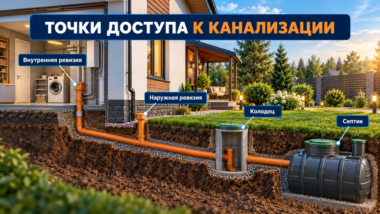Точки доступа для прочистки канализации частного дома: ревизии, колодец и септик
