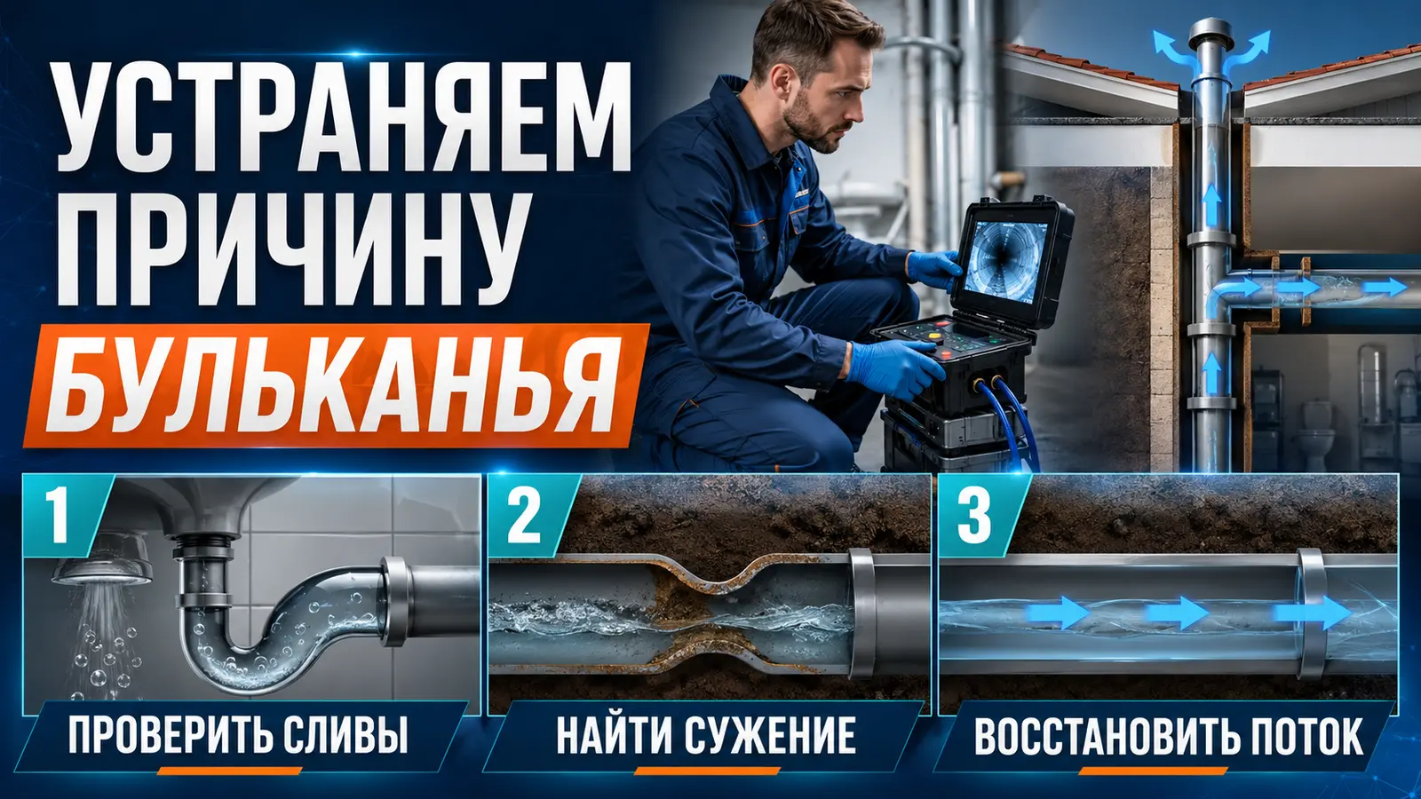Диагностика и устранение причины бульканья канализации