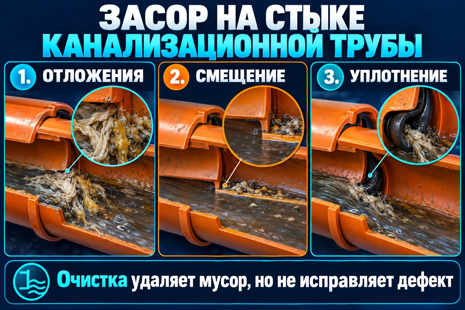 Причины засора на стыке канализационной трубы частного дома