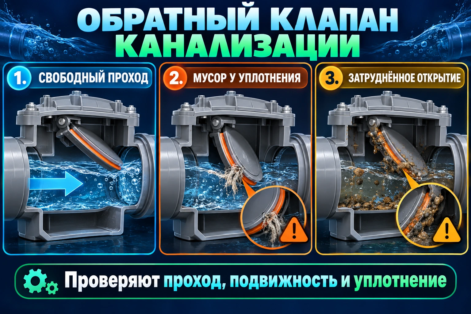 Инфографика загрязнения обратного клапана канализации частного дома